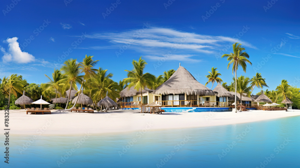 Naklejka premium beach with trees and sky.