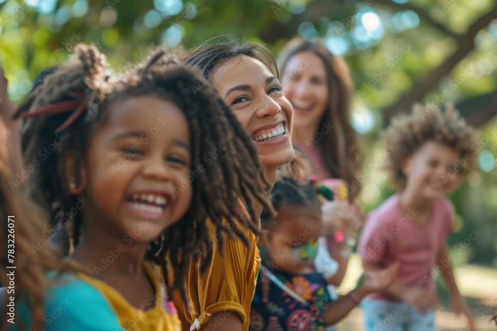 Fototapeta premium African mother and daughter on Mother's Day. Mother's Day different ethnicities. Mother and son on Mother's Day. Mother and kid on Mother's Day. Horizontal banking background for web