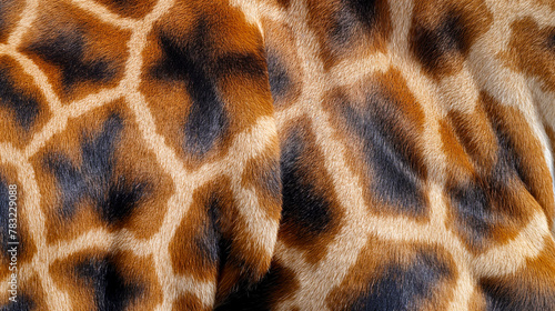 Abstract background pattern of giraffe skin, fur texture, close-up