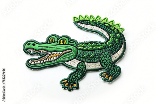 crocodile embroidered patch badge on white background