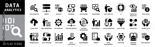 Data Analytics Icons. Analytics symbols, Data visualization icons, Big data icons, Business intelligence symbols, Statistical analysis icons, Data dashboard symbols, Predictive analytics icons