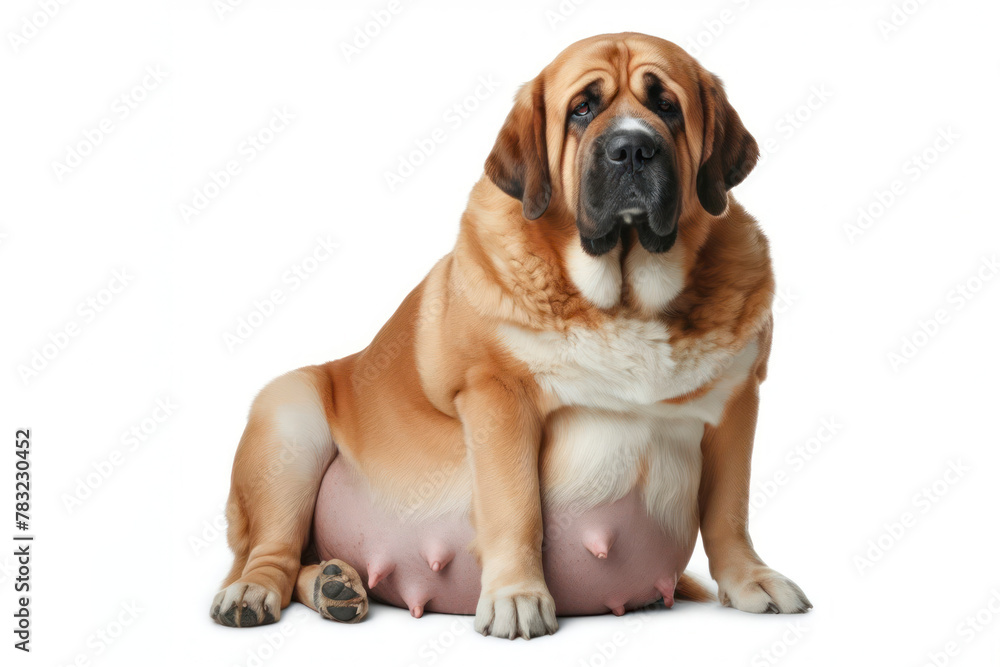big pregnant dog isolated on a white background