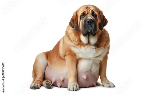 big pregnant dog isolated on a white background