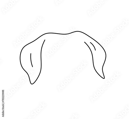 Vector isolated dog puppy top of the head with ears colorless black and white contour line easy drawing