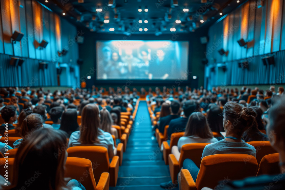 Movie night at a spacious cinema hall