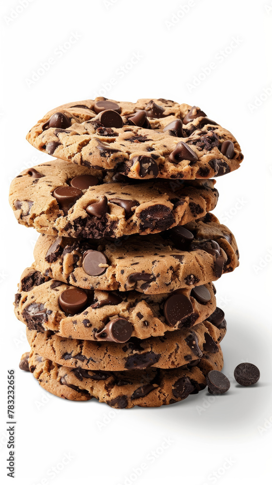 Delicious Chocolate Chip Cookies Stack – Isolated on White Delicious Chocolate Chip Cookies Stack – Isolated on White
