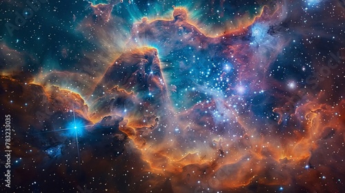 Photography and filmmaking documenting the beauty of nebulas from an alien observation probe photo