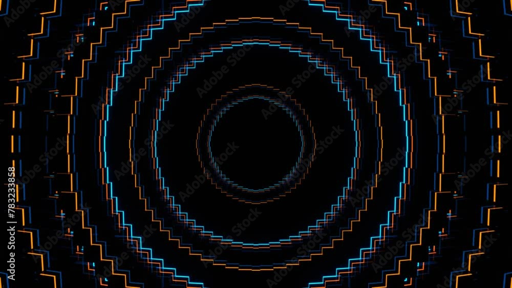 Orange and Blue Neon Light Moves in Circles Background VJ Loop in 4K ...