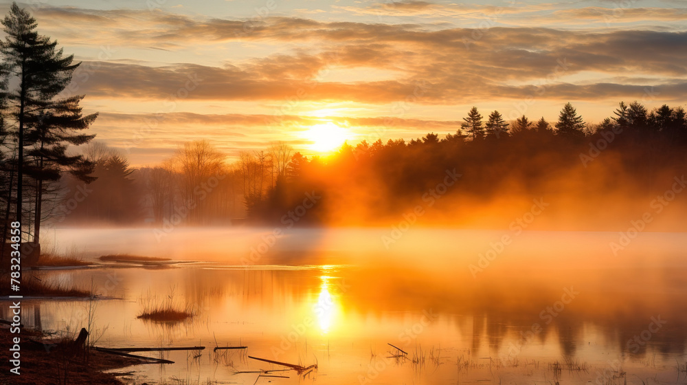 sunrise over the lake