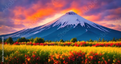 Mountain with Colorful Flowers