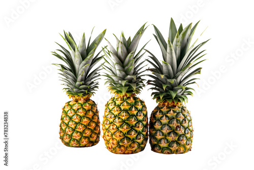 Fresh pineapples isolated on transparent background