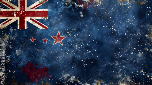 National Flag of New Zealand Showing Union Jack and Southern Cross Constellation 