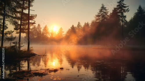 sunrise over the lake