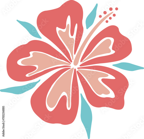 Pink hibiscus flower flat design banner for decoration on tropical garden and summer.