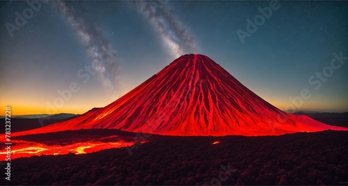 Red Volcano at Dusk