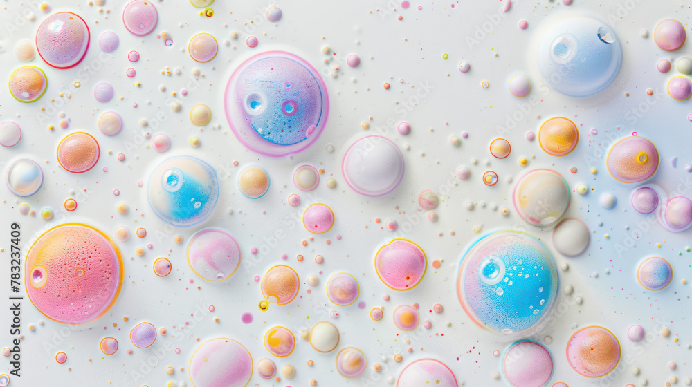 Group of Bubbles Floating on White Surface