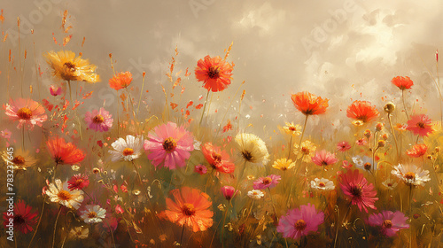 Ölgemälde bunte Blumenwiese - Oil painting colorful flower meadow © Martin