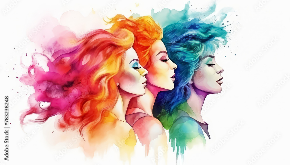Two women with different hair colors and different facial features Two women with different hair colors and different facial features