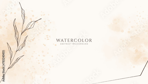 Abstract horizontal watercolor background. Neutral light brown white colored empty space background illustration