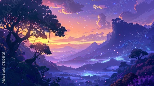 Serene Lofi Vibes: Captivating Landscape Painting with Relaxing Atmosphere