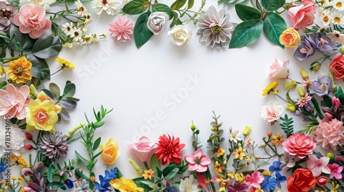 flowers on white background for diploma  clear middle