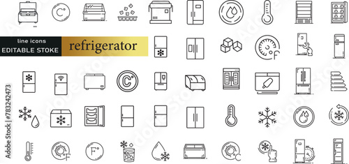 Fridge icons set. Outline set of fridge vector icons for web design isolated on white background