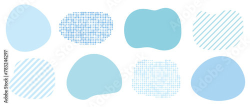 シェイプ　抽象的な形　ストライプ　水玉　セット　青　水色