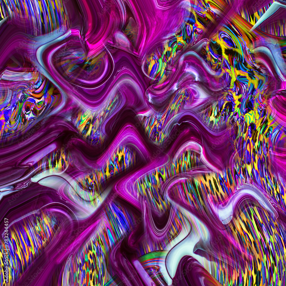 Fototapeta premium Combination textile collage pattern of wave and lines colored leopard snake tiger textures