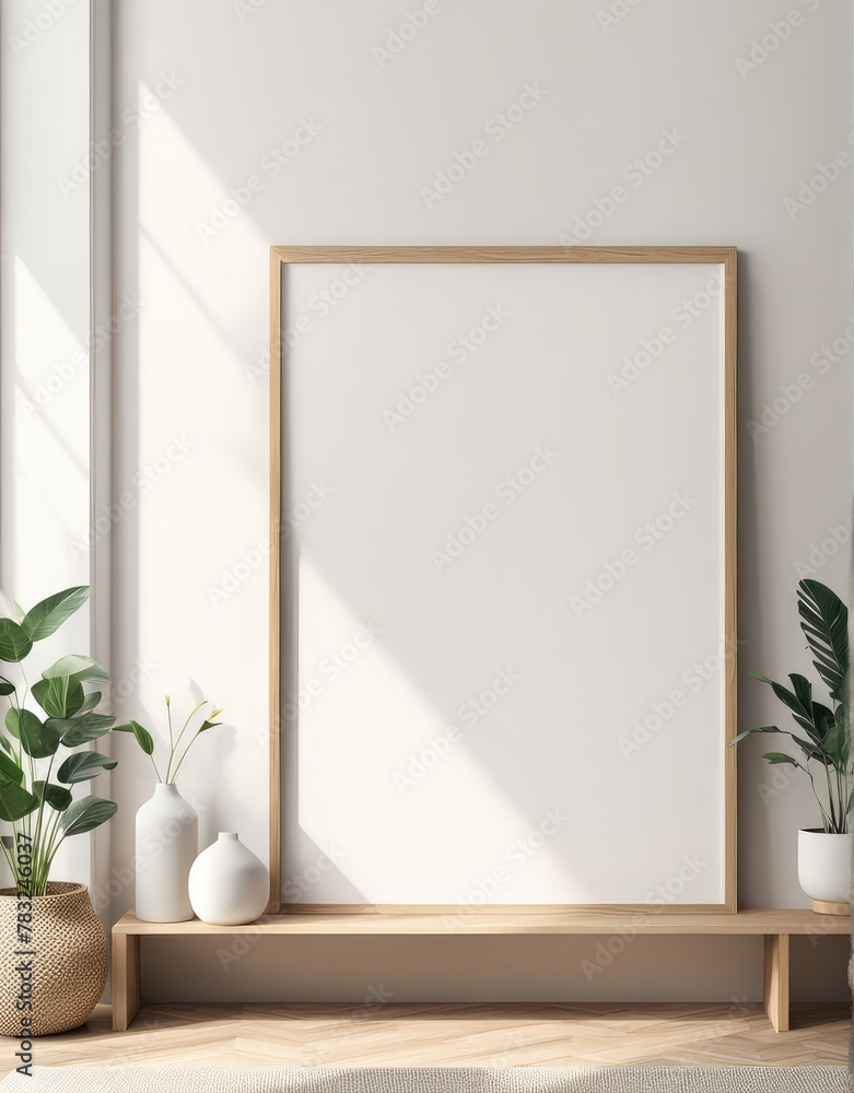 Close-up frame mockup in room interior, 3d rendering Close-up frame mockup in room interior, 3d rendering