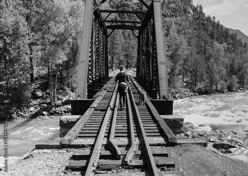 Narrow gauge railroad trestle over Animas River, Durango, Colorado