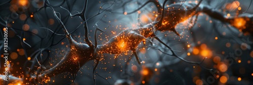 Neuronal cells are connected to each other in a network via synapses #783250055