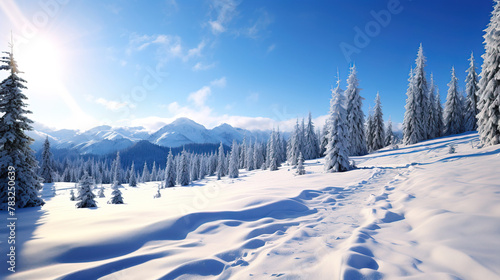 winter landscape with trees.