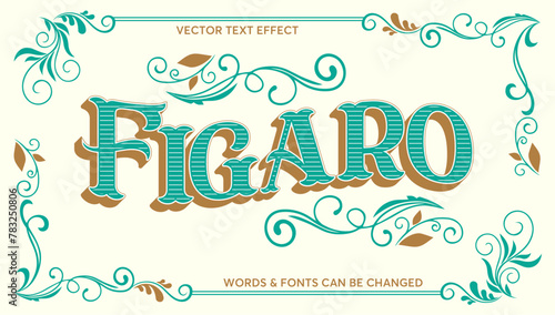 Vintage text effect editable text style and ornament frame