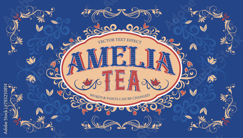 Victorian text effect editable text style and decorations