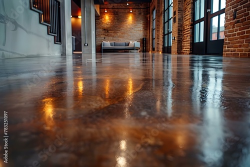Modern Basement Upgrade with Waterproof Flooring. Concept Basement Renovation, Waterproof Flooring, Modern Design, Interior Upgrade photo