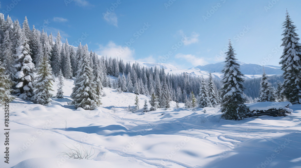 winter landscape with trees.