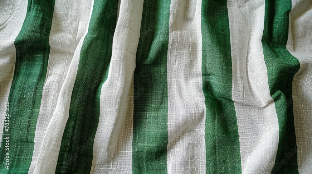 fabric with green and white vertical stripes