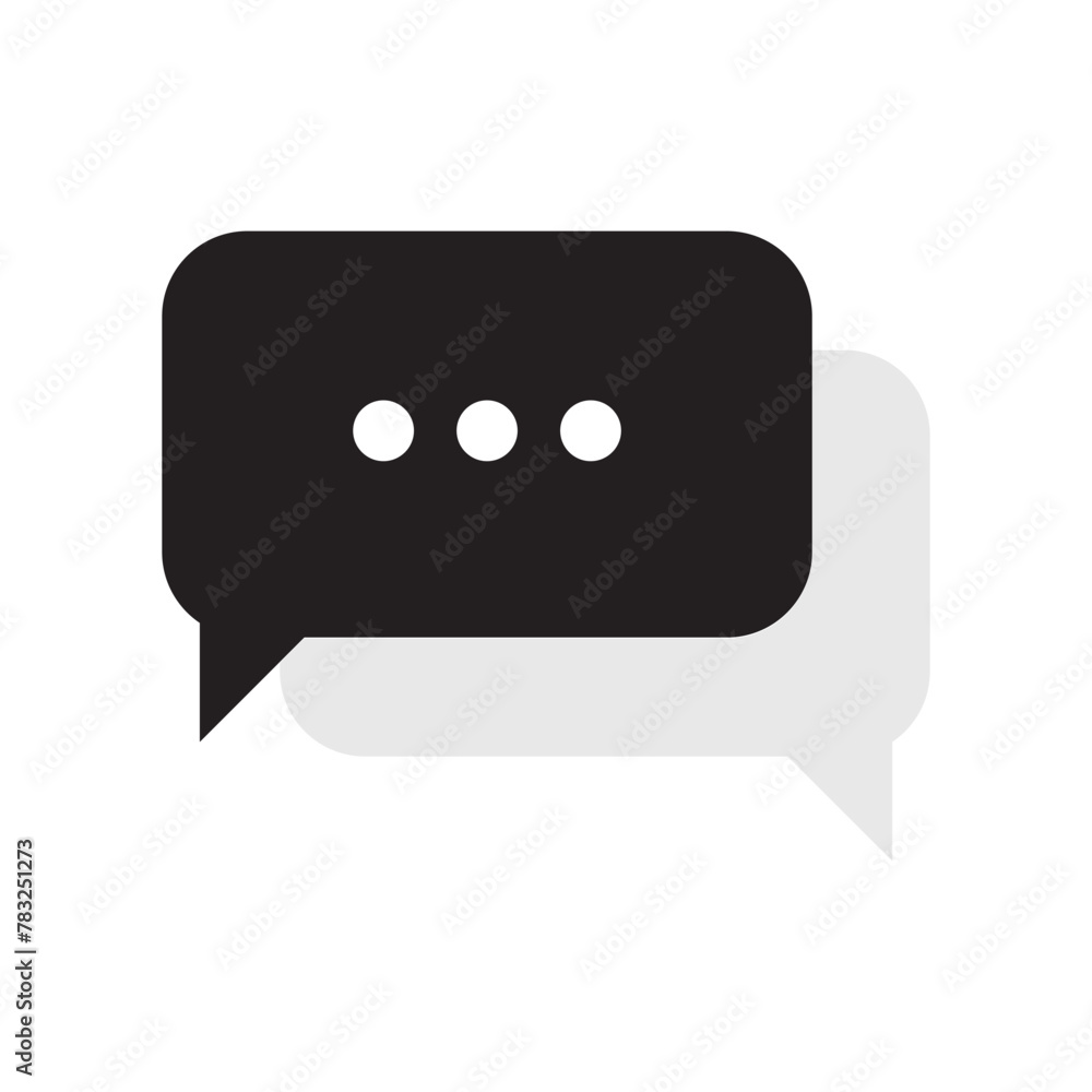 Chat bubble speech icon. White Background. Black color Chat bubble speech icon. White Background. Black color