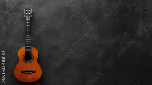 Classic guitar against a textured dark background. © Katty