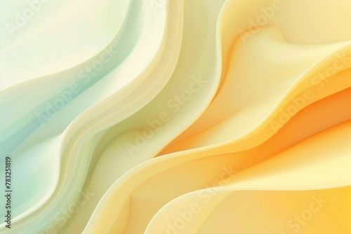 Abstract background with soft curves and waves in pastel yellow to green gradient