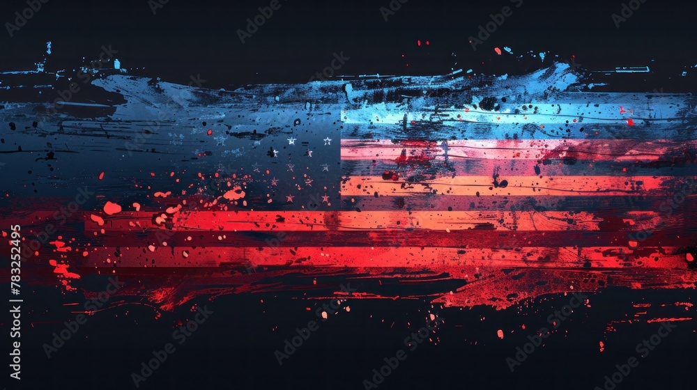 Grunge-style Ripped American Flag Created by AI