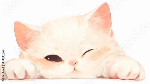 Gato fofo no fundo branco - Ilustração