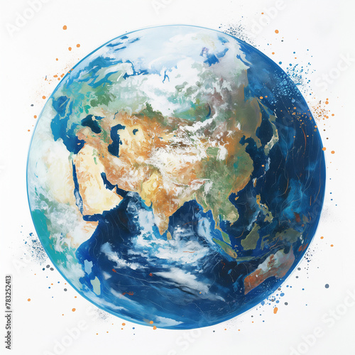 Planeta terra no fundo branco - Ilustração