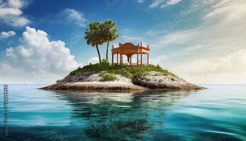 Wallpaper  furniture stands on a small uninhabited island in the sea photo