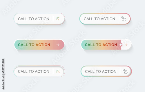 call to action buttons. Click here button with clicking icon.