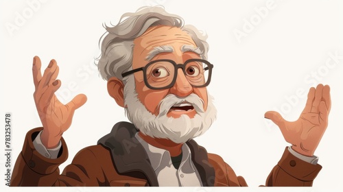Senior Man Making a Halt Gesture vector Cartoon Illustration. Unhappy old grandpa feeling frustrated and annoyed