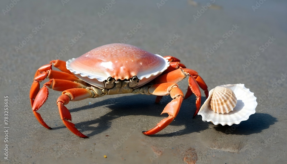A-Crab-Carrying-A-Seashell-For-Protection-