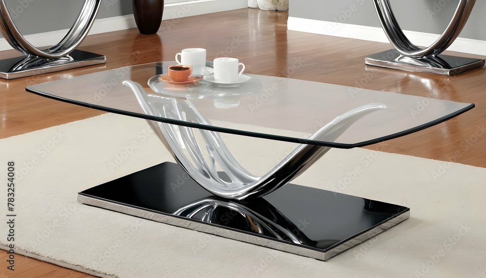 A-Contemporary-Glass-Top-Coffee-Table-With-Sculptu-
