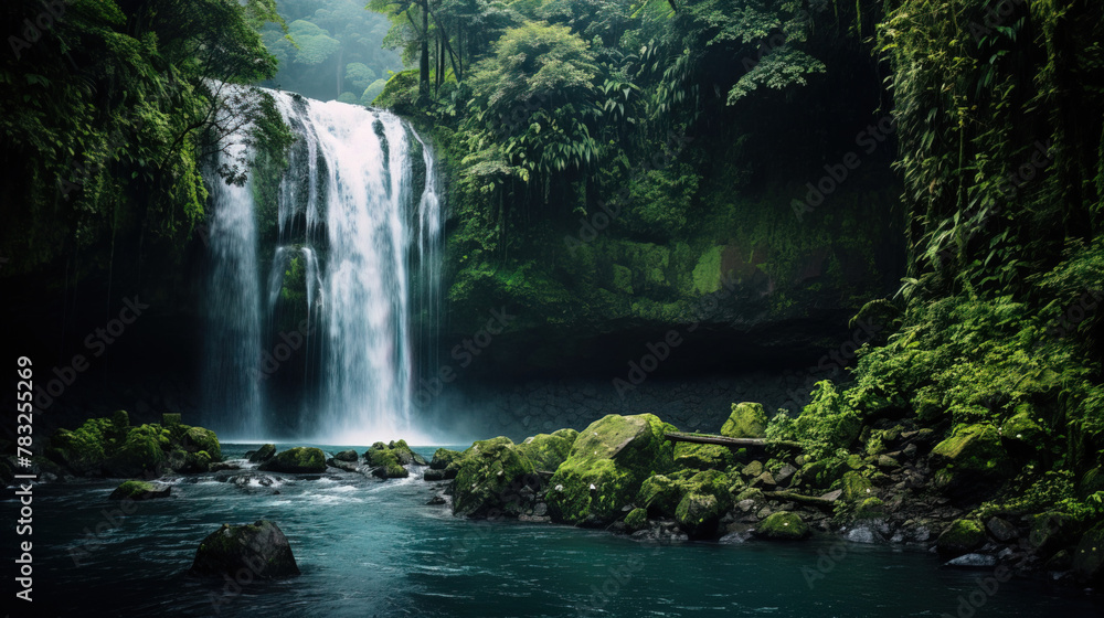 waterfall in the forest. waterfall in the forest.