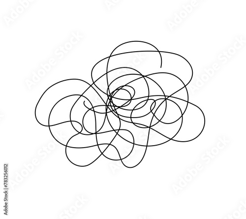 Tangled line simple doodle outline hand drawn vector illustration, abstract thin anime scribble element, concept of mental disorder, confusion, linear icon © Contes de fée 